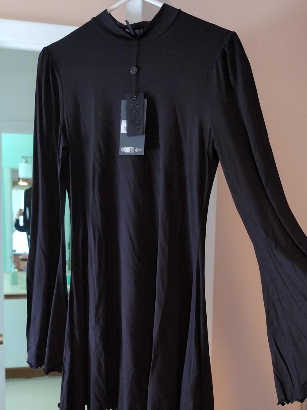 Killstar Black Long-Sleeve Mock Neck Dress
